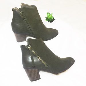 Pretty Olive Colored 2.5”Heels Booties US size 7